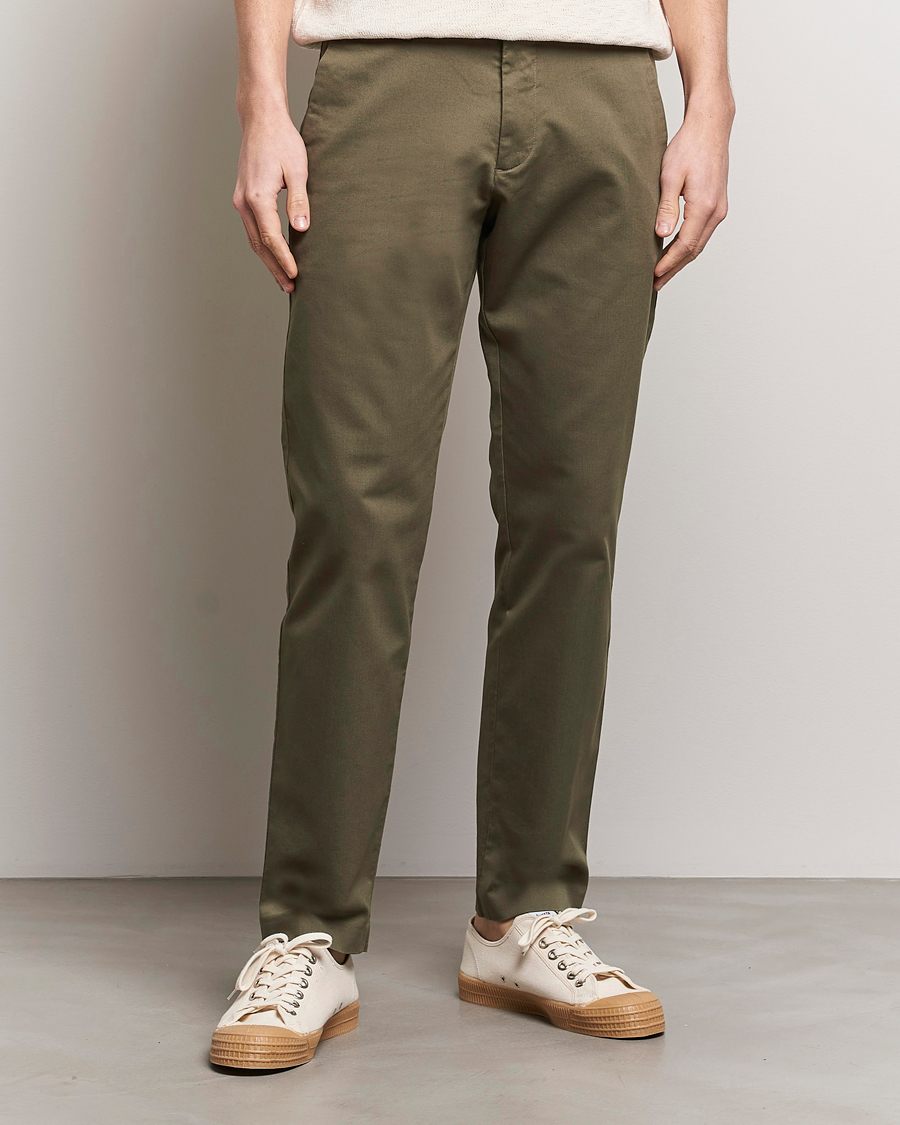 Herr | Byxor | NN07 | Theo Regular Fit Stretch Chinos Capers Green