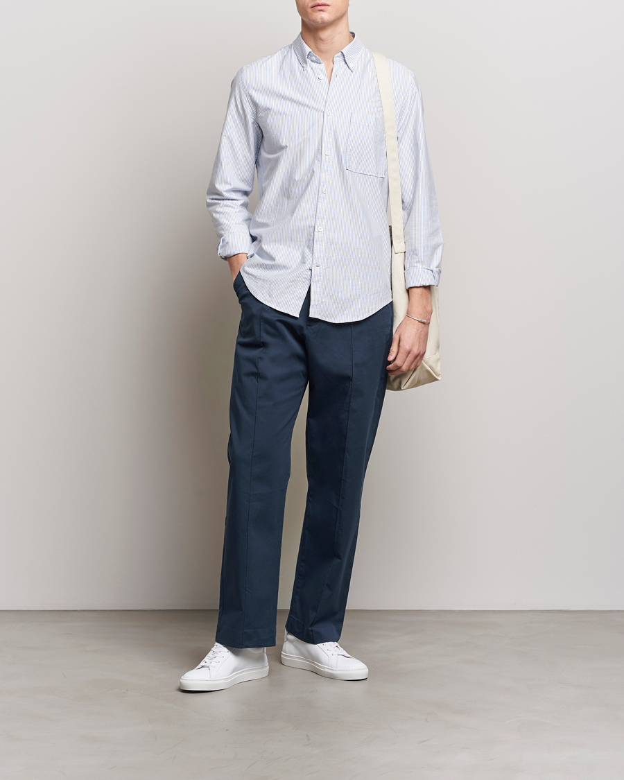 Herr | Byxor | NN07 | Tauber Pleated Trousers Navy Blue