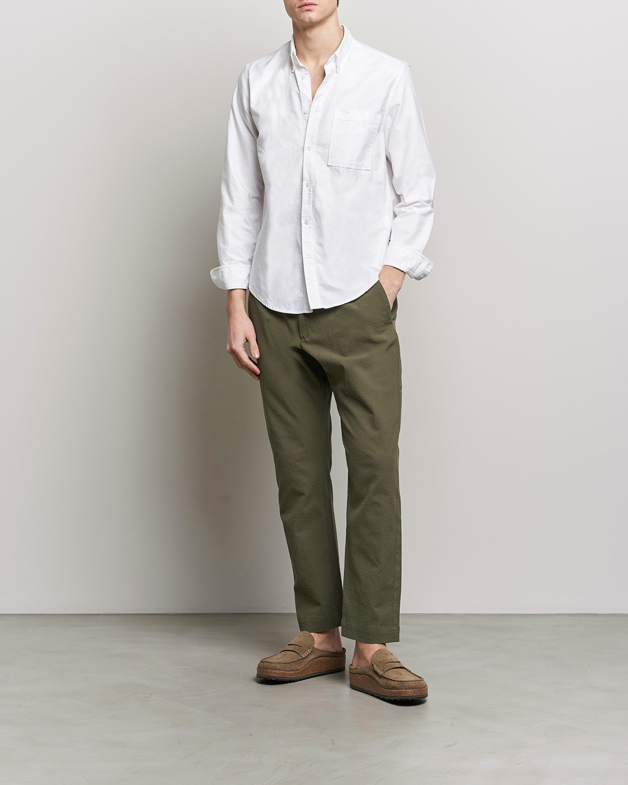 Herr | Byxor | NN07 | Billie Seersucker Drawstring Trousers Capers Green