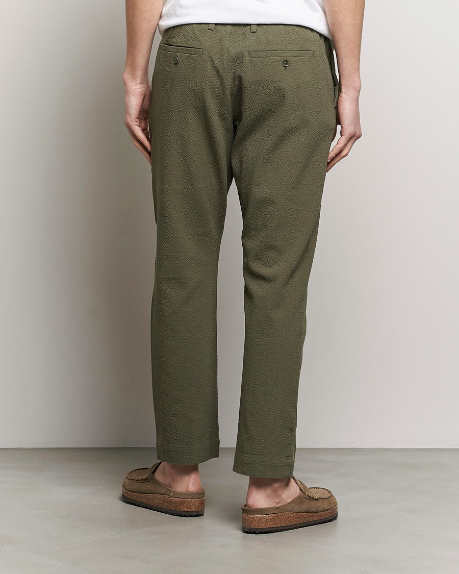 Herr | Byxor | NN07 | Billie Seersucker Drawstring Trousers Capers Green