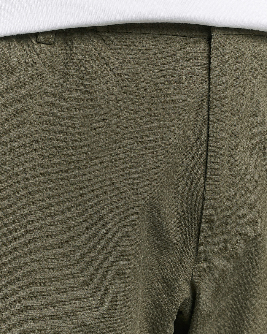 Herr | Byxor | NN07 | Billie Seersucker Drawstring Trousers Capers Green
