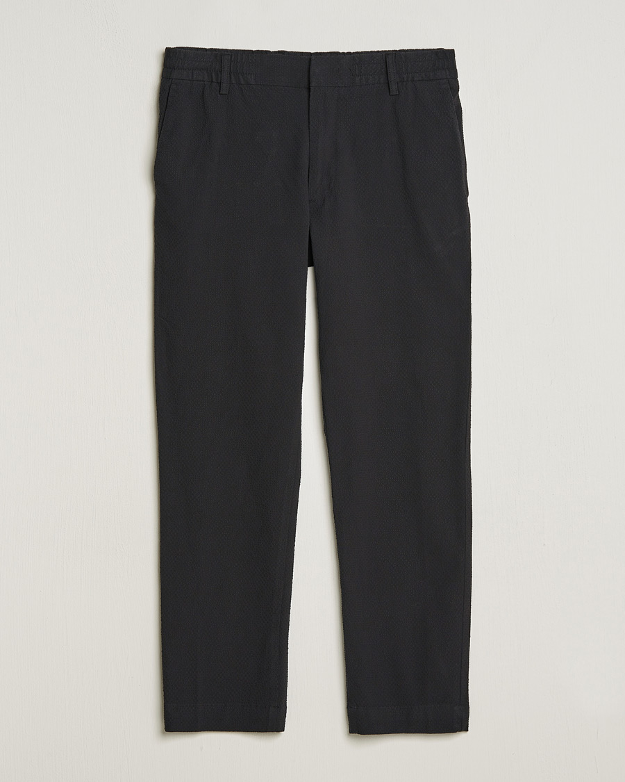 Herr | Byxor | NN07 | Billie Seersucker Drawstring Trousers Black