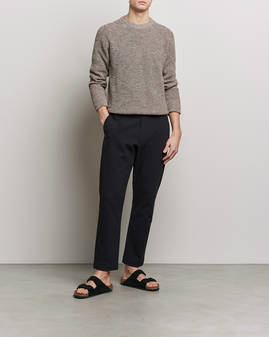 Herr | Byxor | NN07 | Billie Seersucker Drawstring Trousers Black