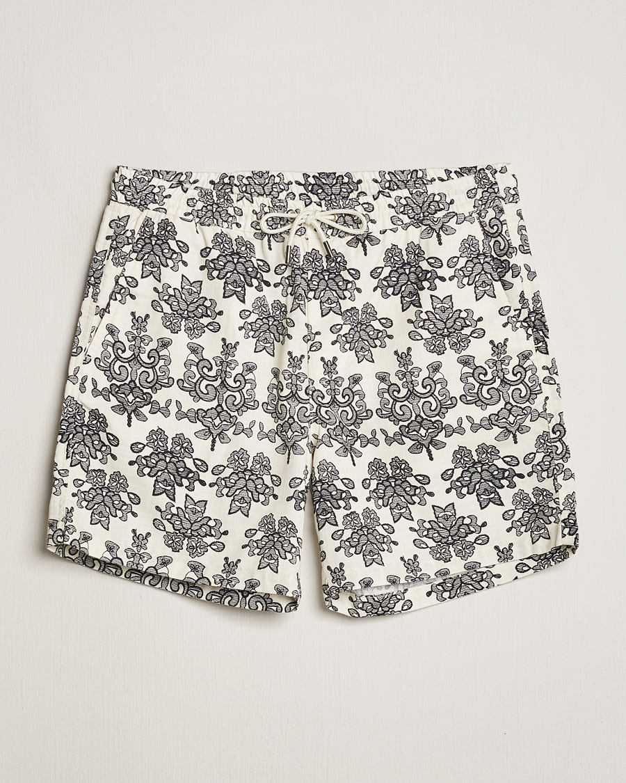 Herr | Shorts | NN07 | Gregor Printed Drawstring Shorts Off White/Black