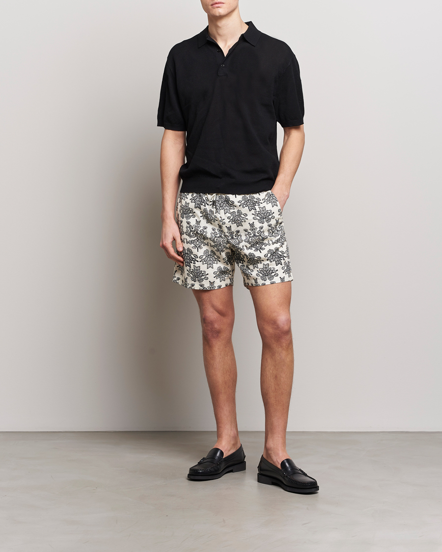 Herr | Shorts | NN07 | Gregor Printed Drawstring Shorts Off White/Black