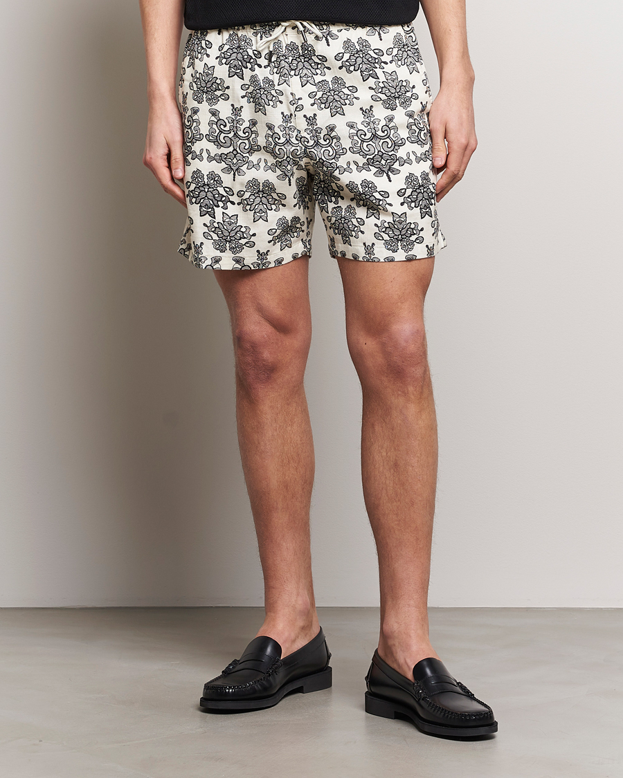 Herr | Shorts | NN07 | Gregor Printed Drawstring Shorts Off White/Black