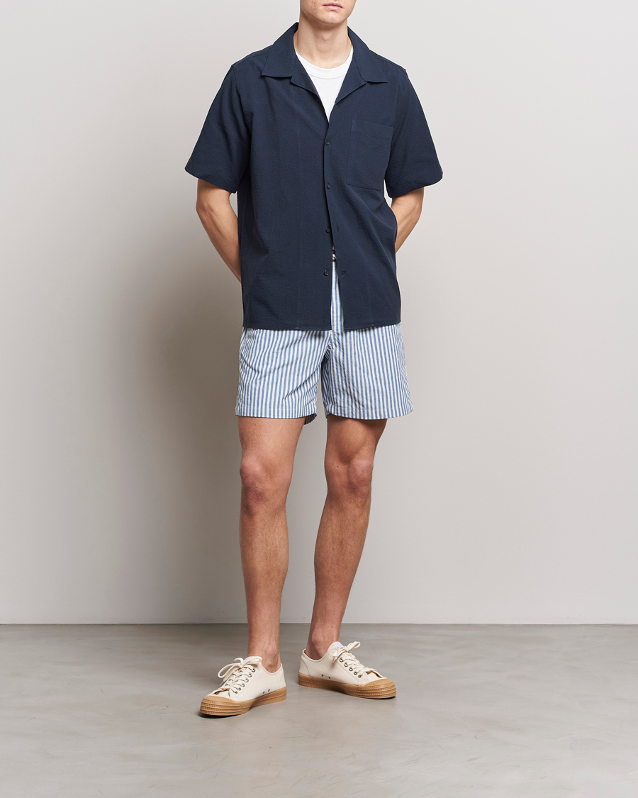 Herr | Shorts | NN07 | Gregor Striped Drawstring Shorts Blue/White