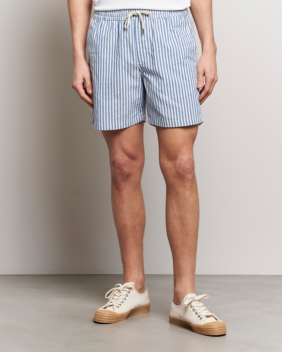 Herr | NN07 | NN07 | Gregor Striped Drawstring Shorts Blue/White