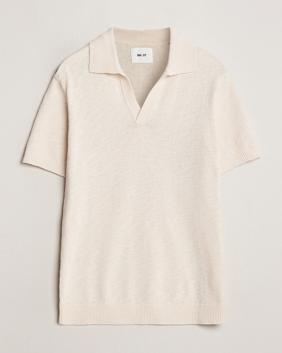 Herr | Pikéer | NN07 | Ryan Open Collar Knitted Polo Off White