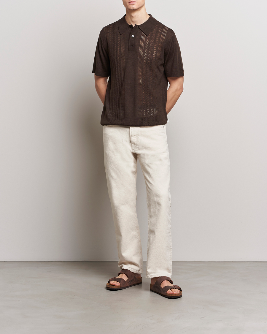 Herr | Pikéer | NN07 | Thor Knitted Polo Slate Brown