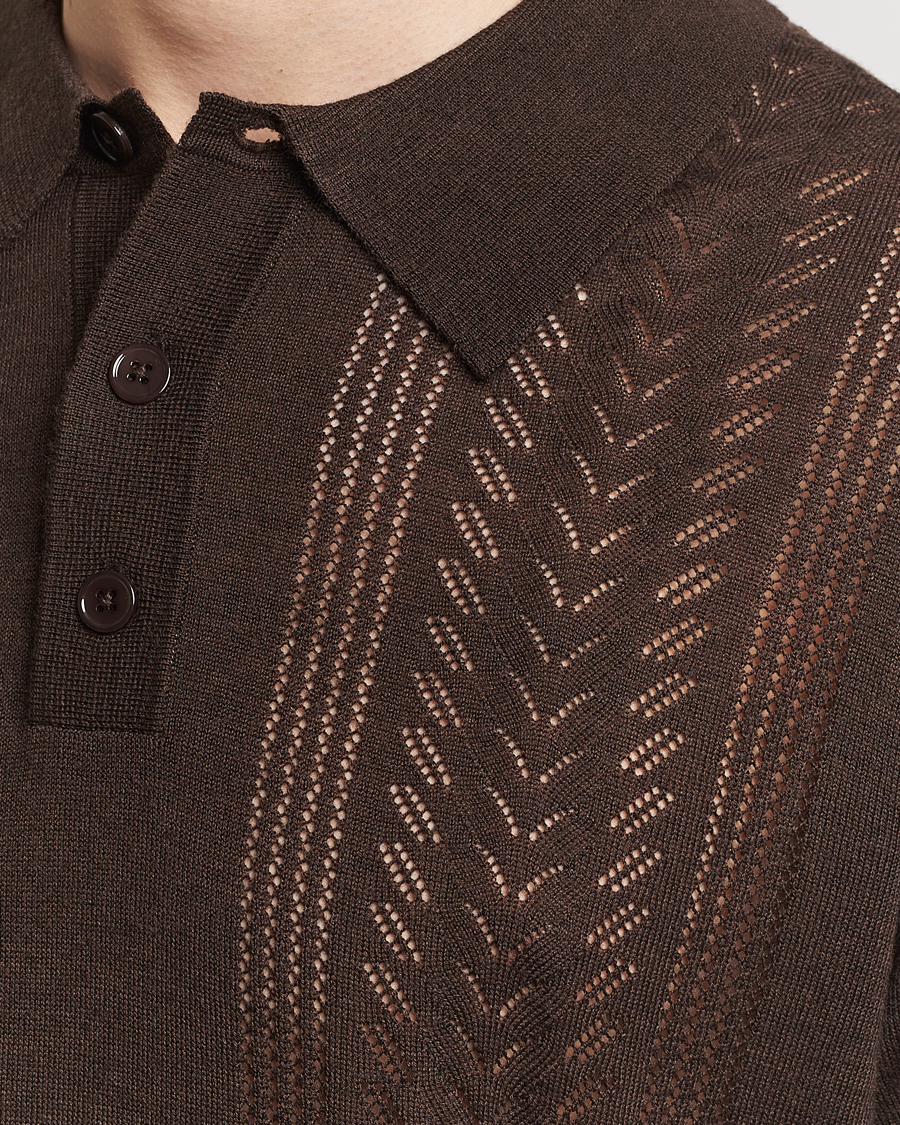 Herr | Pikéer | NN07 | Thor Knitted Polo Slate Brown