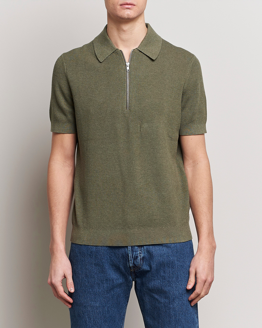 Herr | Kortärmade pikéer | NN07 | Hansie Zip Polo Capers Green