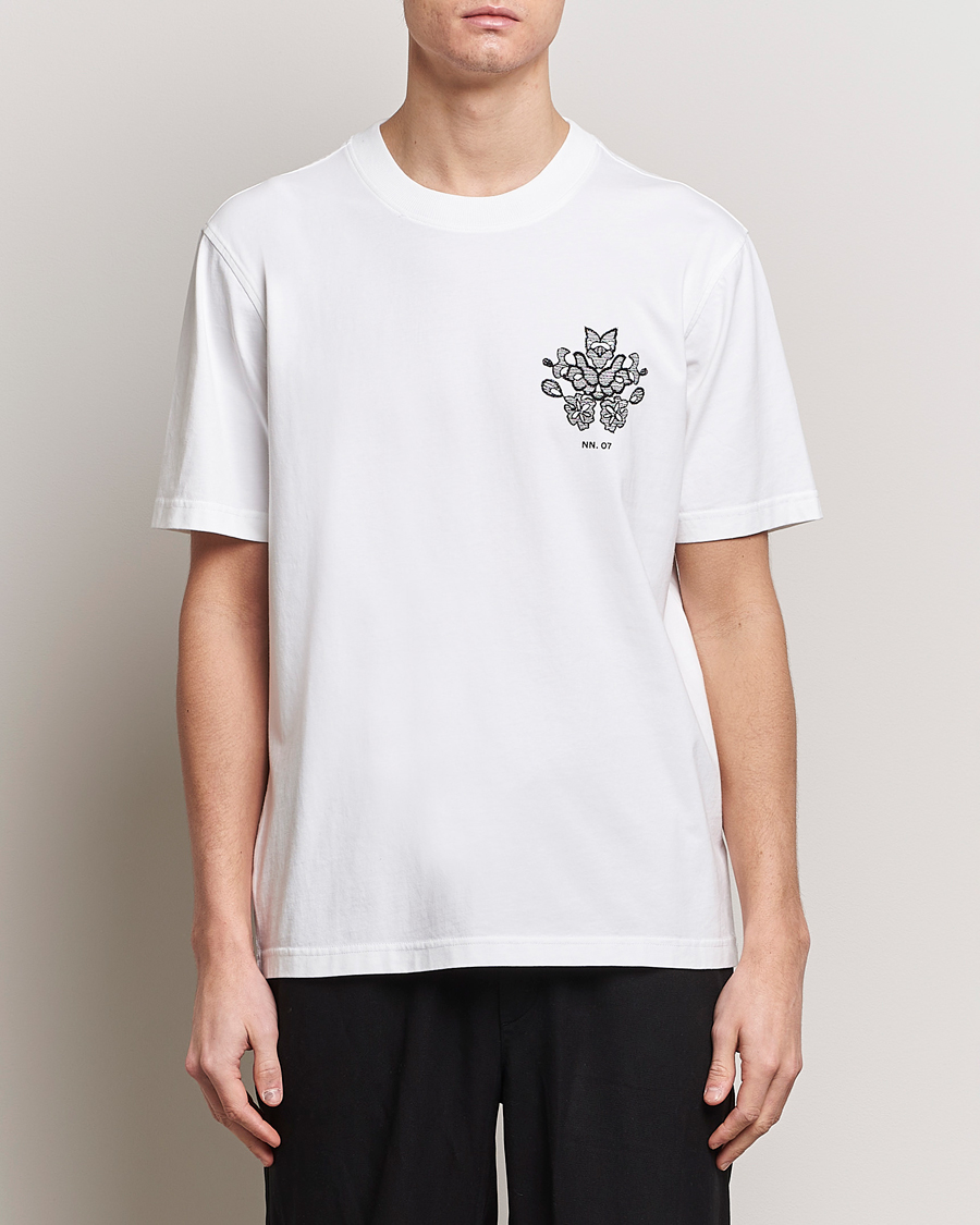 Herr |  | NN07 | Adam Printed Crew Neck T-Shirt White
