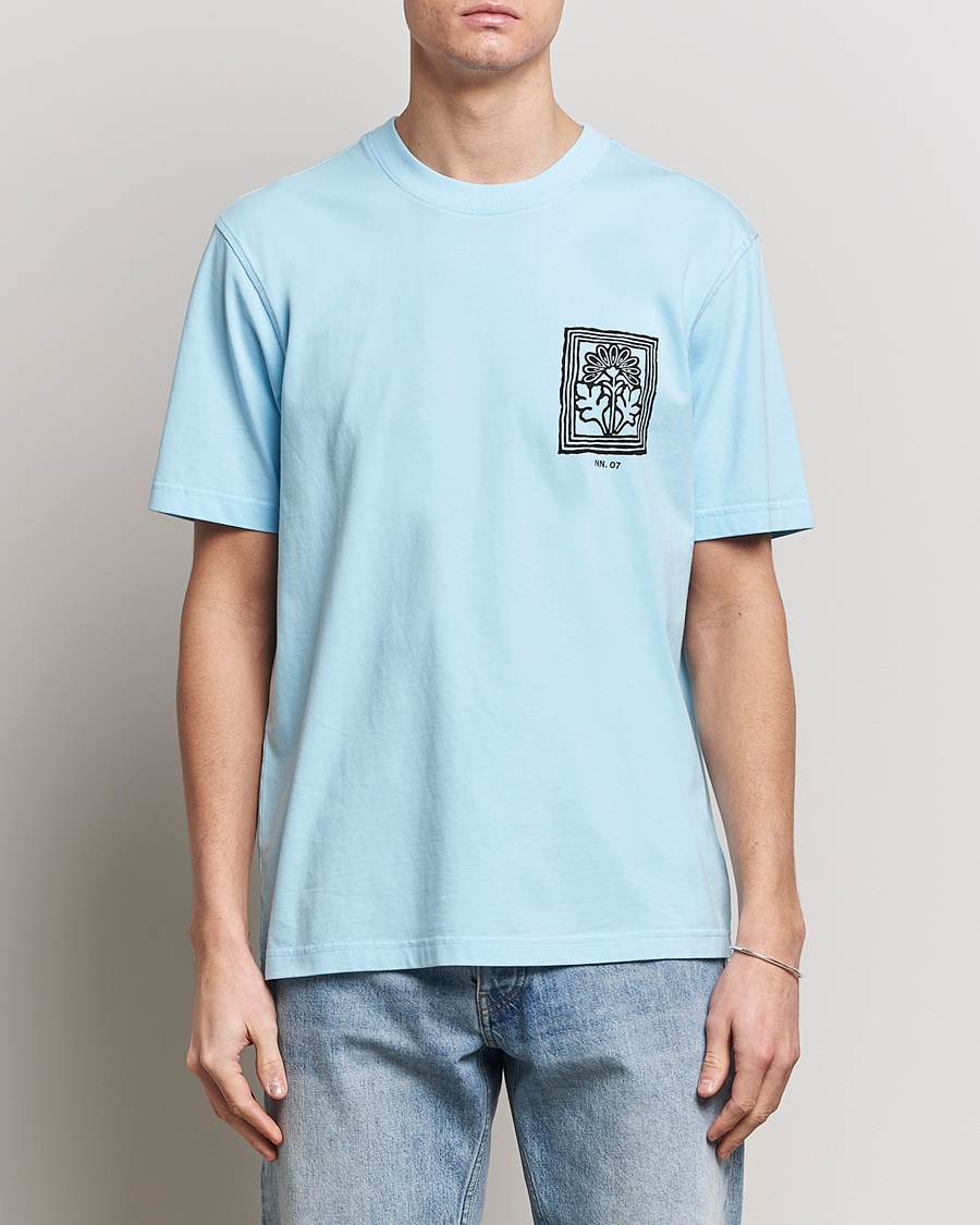 Herr | Avdelningar | NN07 | Adam Printed Crew Neck T-Shirt Polar Wind