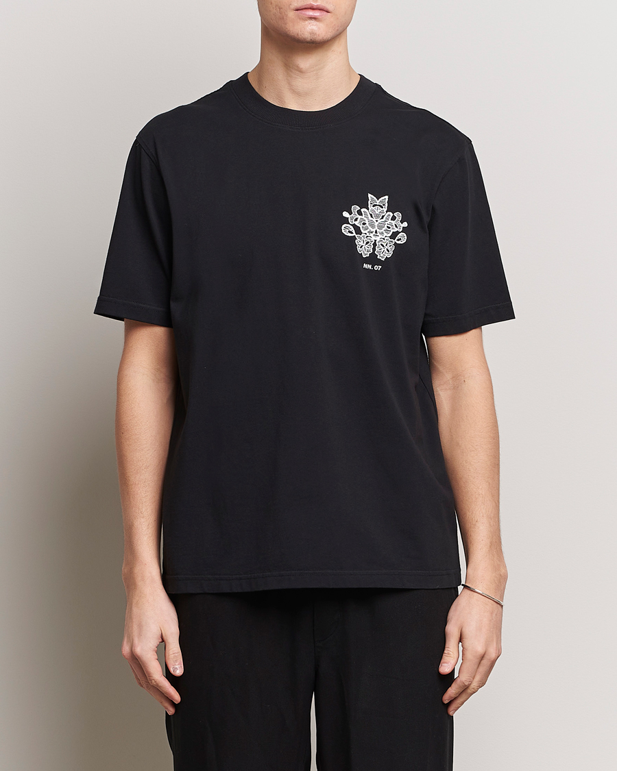 Herr | Avdelningar | NN07 | Adam Printed Crew Neck T-Shirt Black