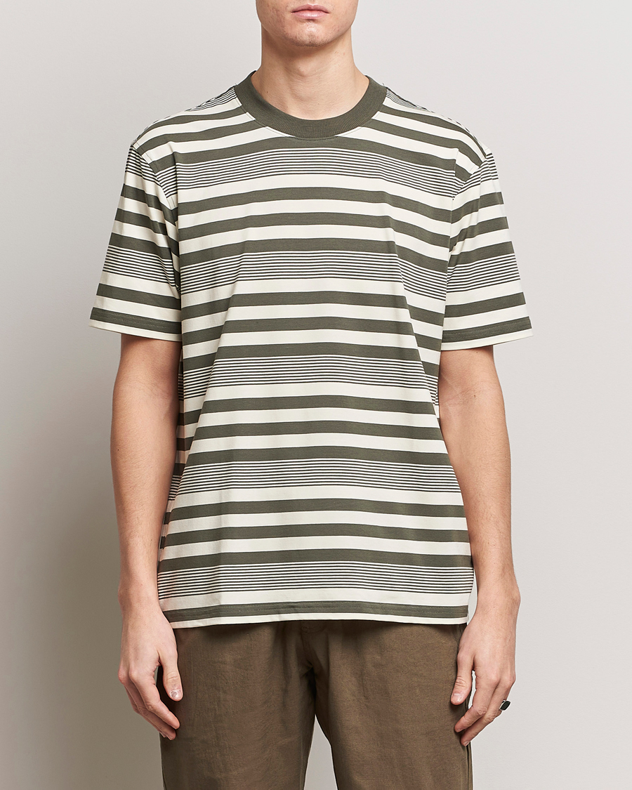 Herr | Kortärmade t-shirts | NN07 | Adam Striped Crew Neck T-Shirt Capers Green