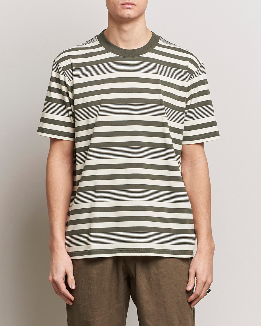 Herr | Lojalitetserbjudande | NN07 | Adam Striped Crew Neck T-Shirt Capers Green