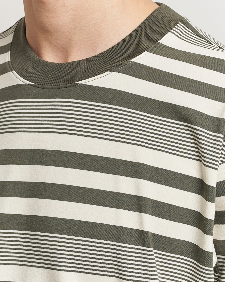 Herr | T-Shirts | NN07 | Adam Striped Crew Neck T-Shirt Capers Green
