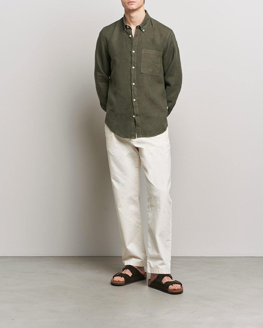 Herr | Skjortor | NN07 | Arne Linen Shirt Capers Green