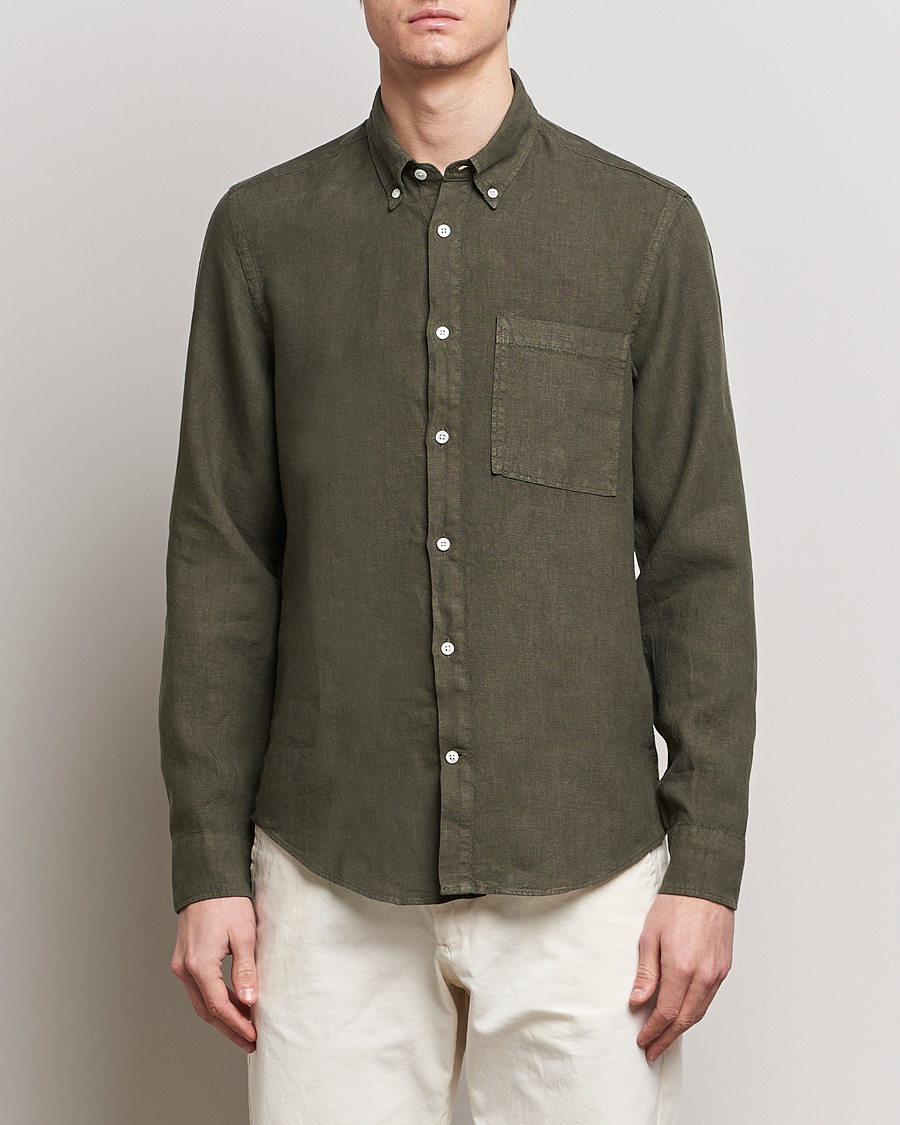 Herr | Business & Beyond | NN07 | Arne Linen Shirt Capers Green