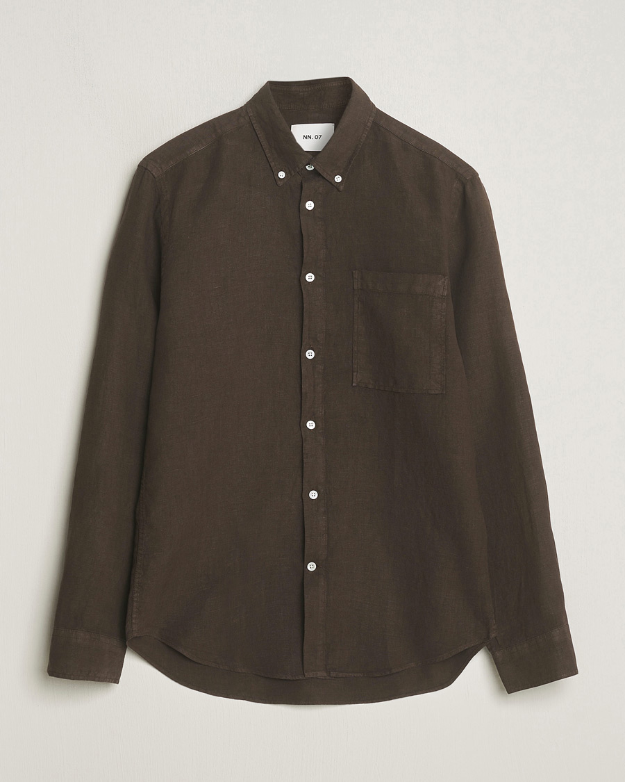 Herr | Skjortor | NN07 | Arne Linen Shirt Demitasse Brown