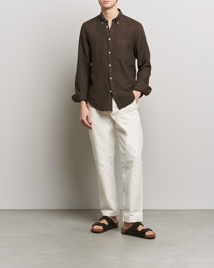 Herr | Skjortor | NN07 | Arne Linen Shirt Demitasse Brown
