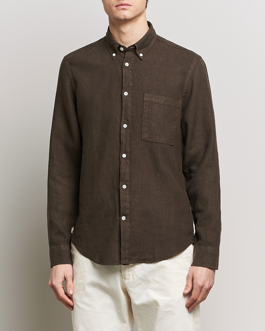 Herr | Business & Beyond | NN07 | Arne Linen Shirt Demitasse Brown