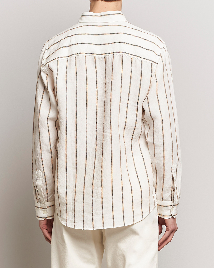 Herr | Skjortor | NN07 | Quinsy Striped Linen Shirt Ecru Multi
