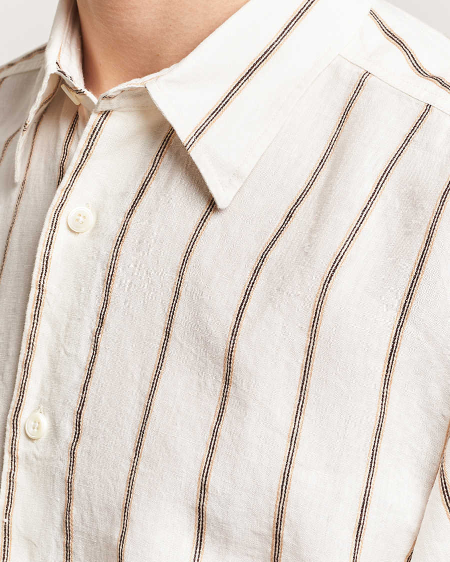 Herr | Skjortor | NN07 | Quinsy Striped Linen Shirt Ecru Multi