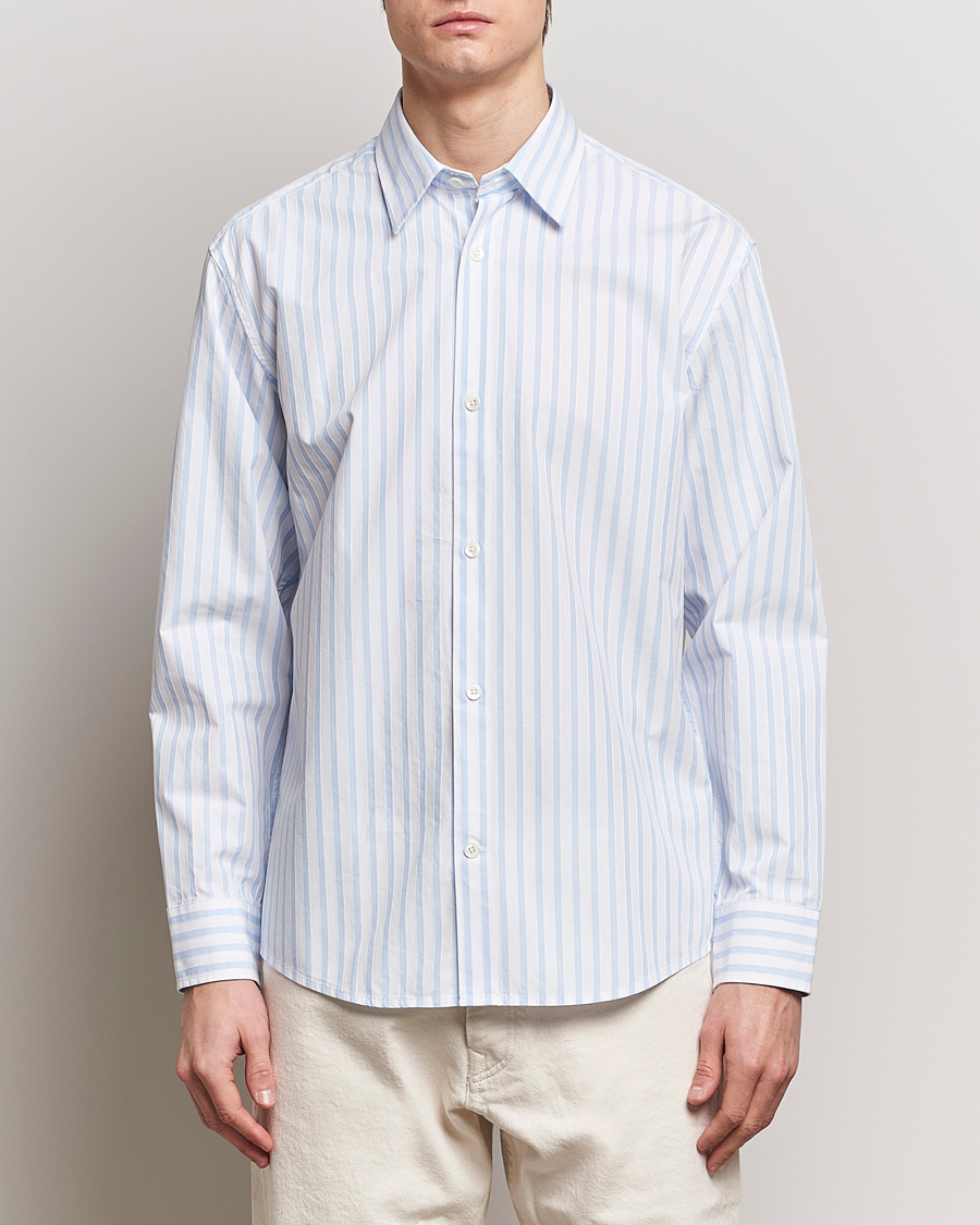 Herr | Avdelningar | NN07 | Freddy Poplin Striped Shirt Blue/White