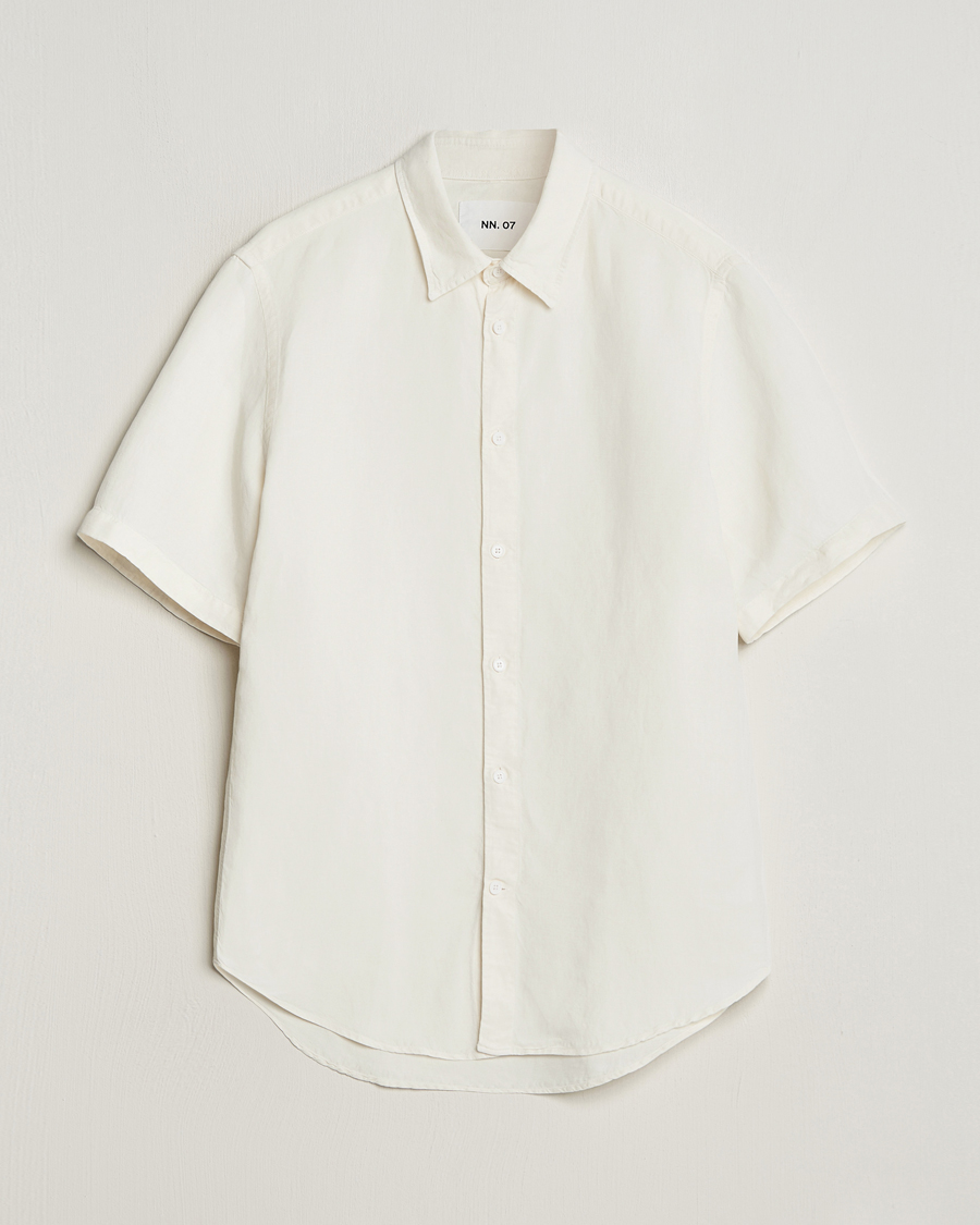 Herr | Skjortor | NN07 | Arne Tencel/Linen Short Sleeve Shirt White