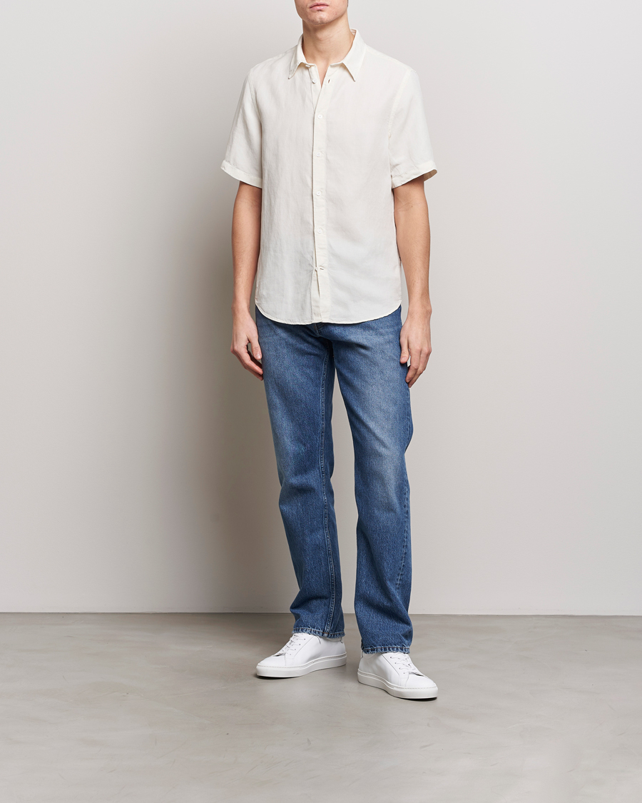 Herr | Skjortor | NN07 | Arne Tencel/Linen Short Sleeve Shirt White