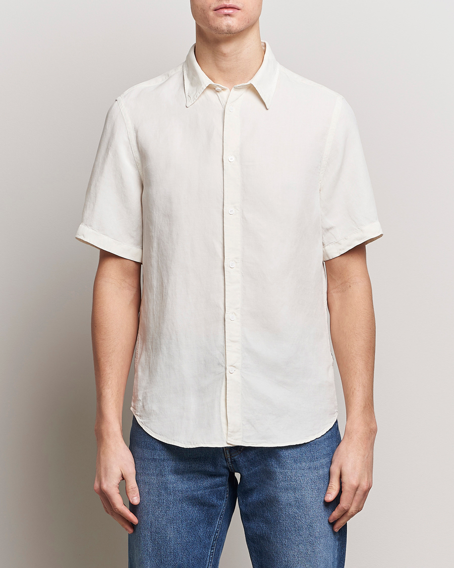 Herr | Kortärmade skjortor | NN07 | Arne Tencel/Linen Short Sleeve Shirt White