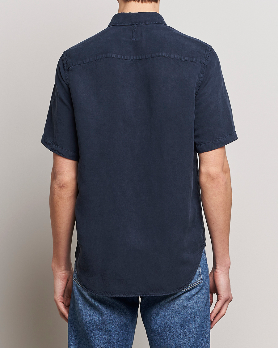 Herr | Skjortor | NN07 | Arne Tencel/Linen Short Sleeve Shirt Navy Blue