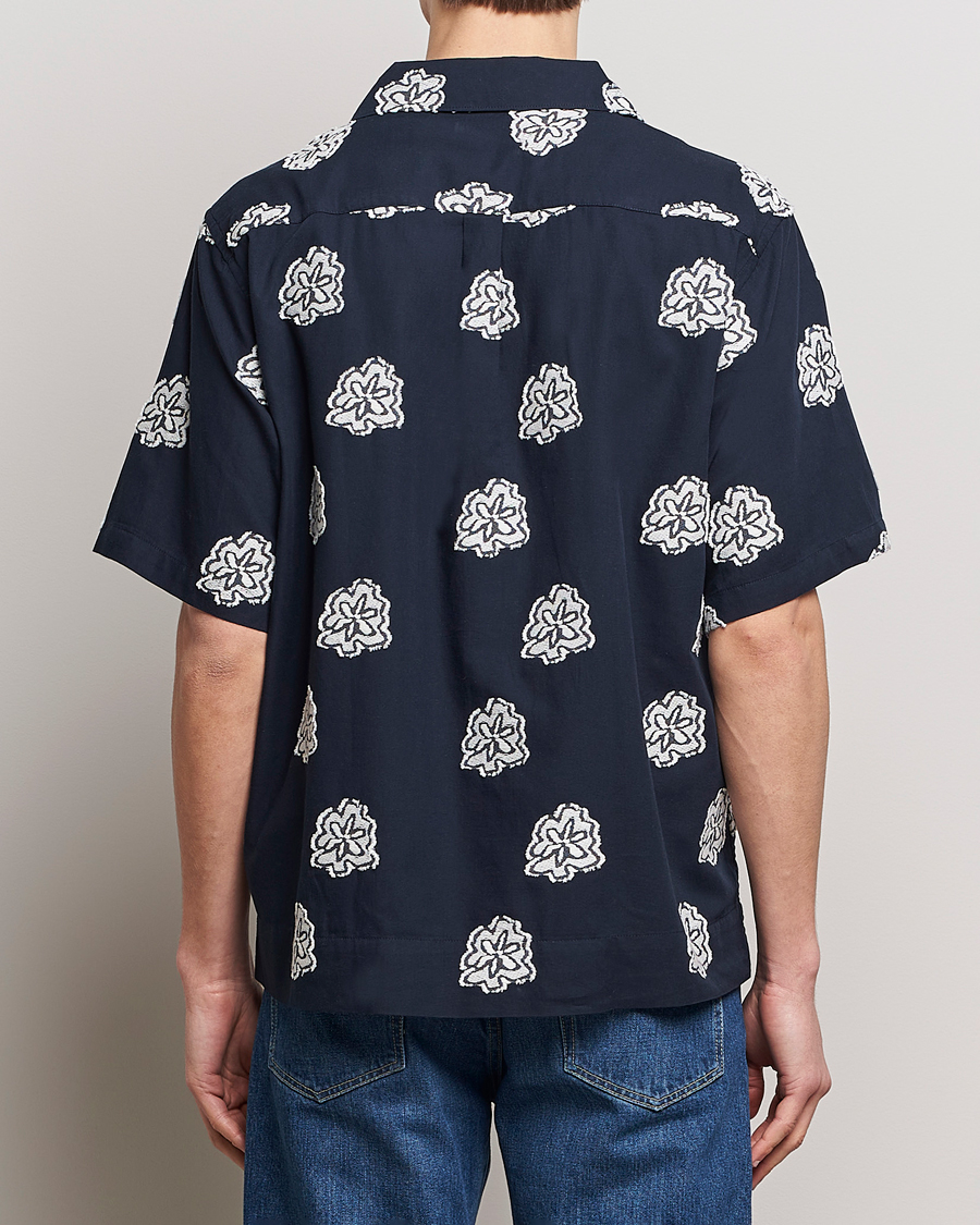 Herr | Skjortor | NN07 | Leo Printed Short Sleeve Shirt Navy Blue