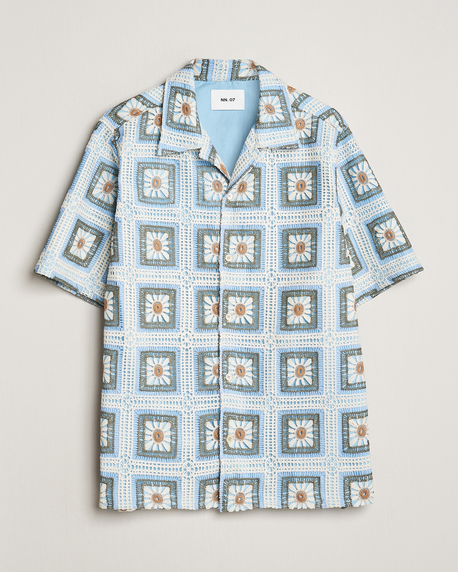 Herr | Skjortor | NN07 | Julio Knitted Croche Flower Short Sleeve Shirt Multi