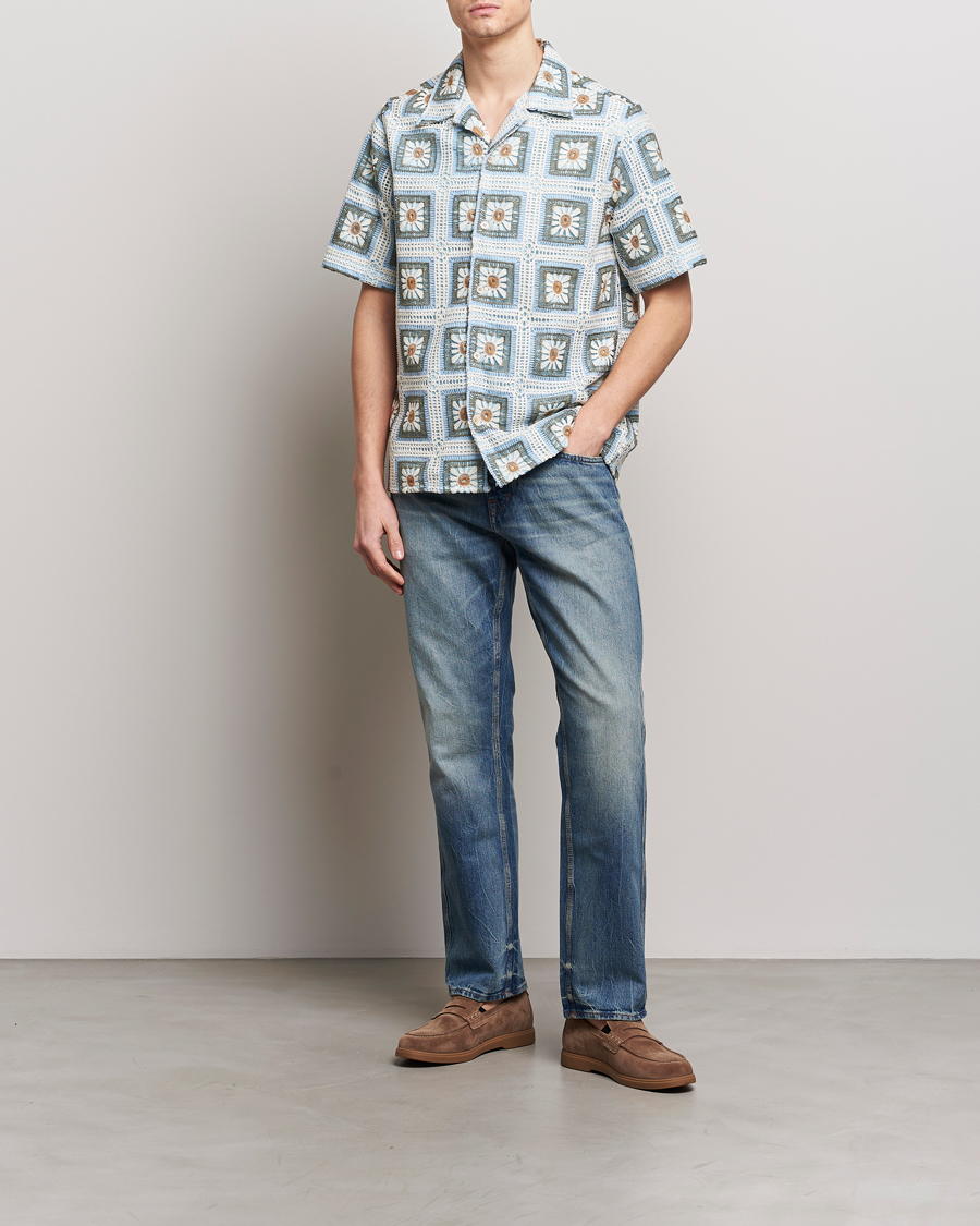 Herr | Skjortor | NN07 | Julio Knitted Croche Flower Short Sleeve Shirt Multi