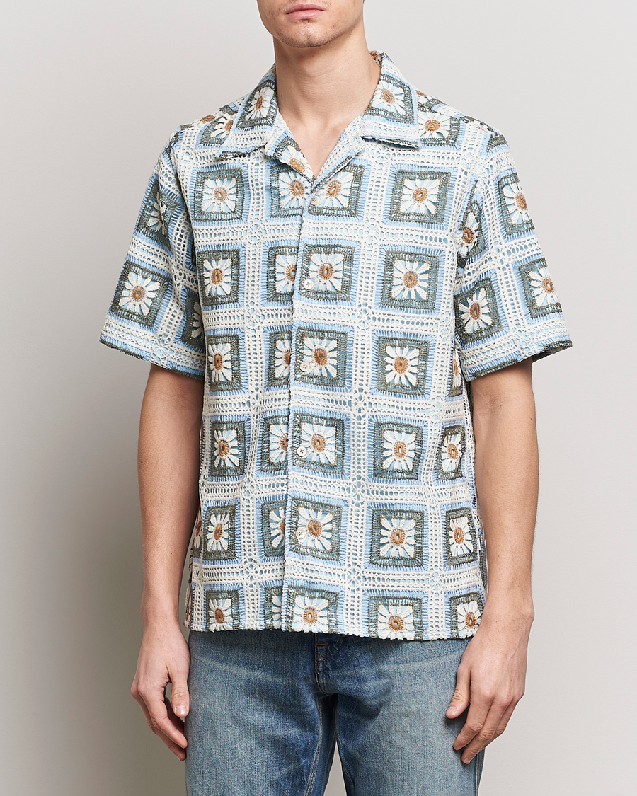 Herr | Kortärmade skjortor | NN07 | Julio Knitted Croche Flower Short Sleeve Shirt Multi