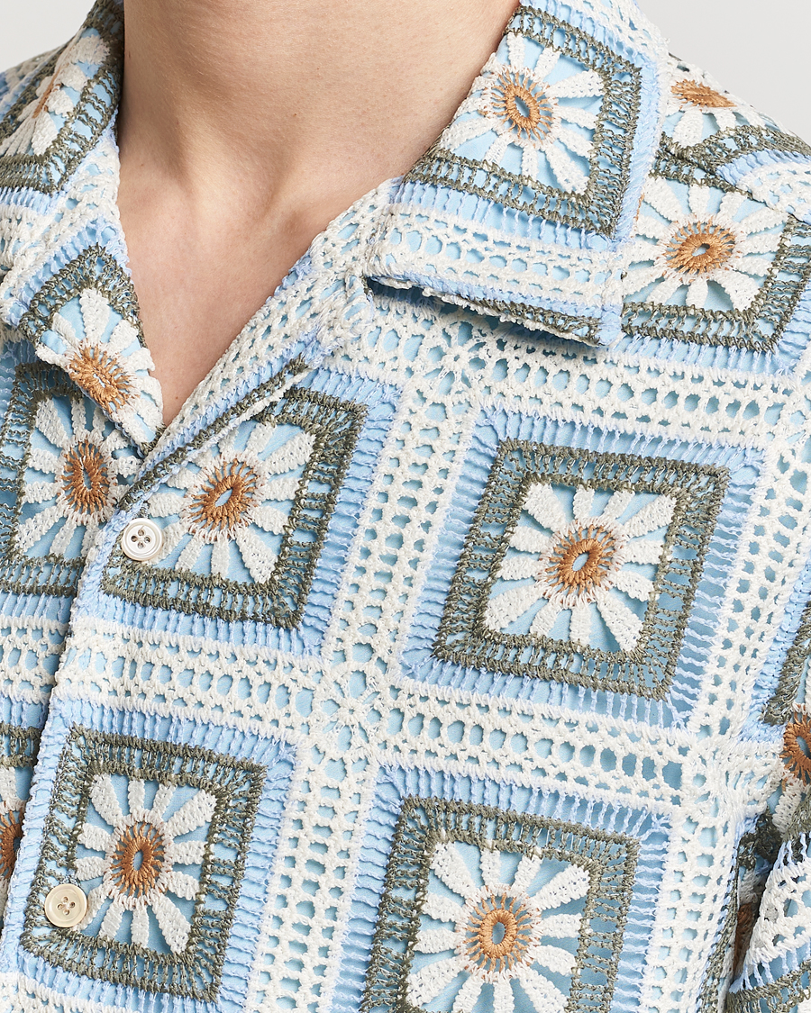 Herr | Skjortor | NN07 | Julio Knitted Croche Flower Short Sleeve Shirt Multi