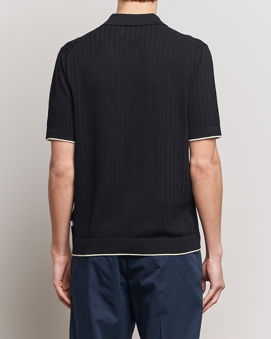 Herr | Skjortor | NN07 | Nalo Structured Knitted Short Sleeve Shirt Navy Blue