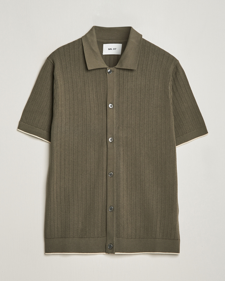 Herr | Skjortor | NN07 | Nalo Structured Knitted Short Sleeve Shirt Green