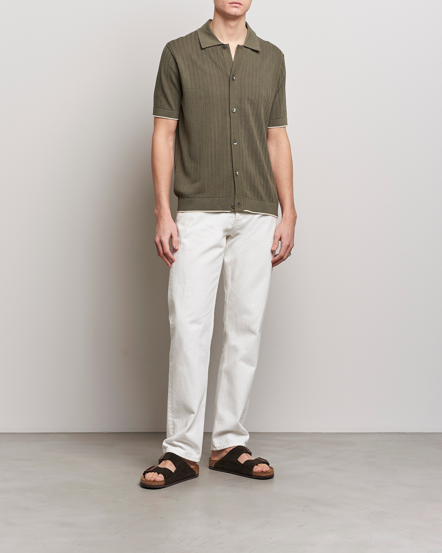 Herr | Skjortor | NN07 | Nalo Structured Knitted Short Sleeve Shirt Green