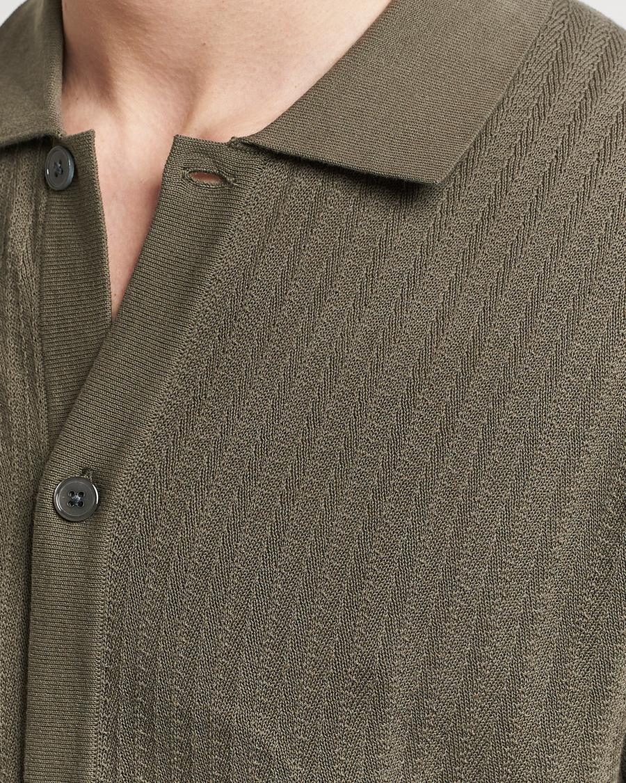 Herr | Skjortor | NN07 | Nalo Structured Knitted Short Sleeve Shirt Green