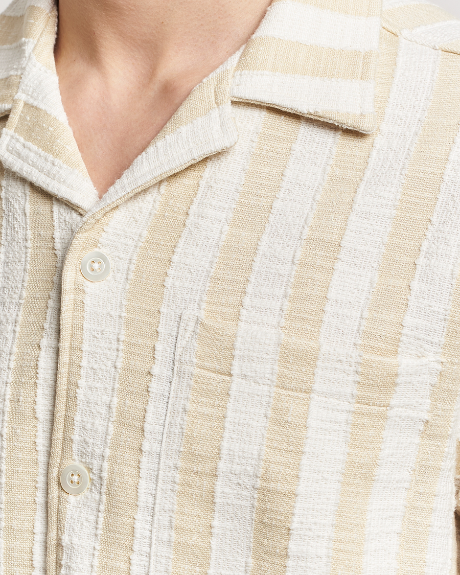 Herr | Skjortor | NN07 | Julio Striped Short Sleeve Shirt Khaki/White