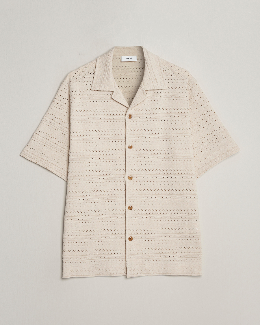 Herr | Skjortor | NN07 | Julio Knitted Short Sleeve Shirt Ecru