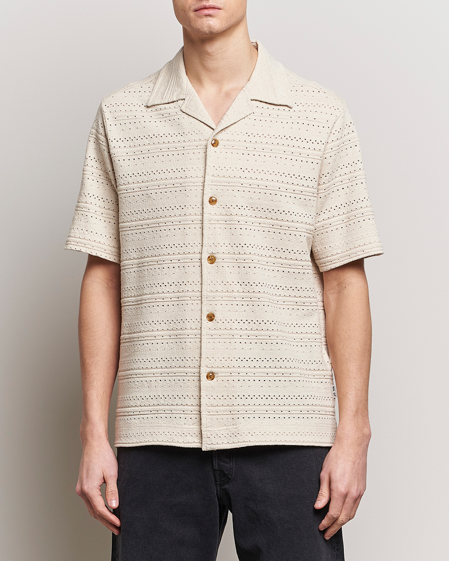 Herr | Casual | NN07 | Julio Knitted Short Sleeve Shirt Ecru