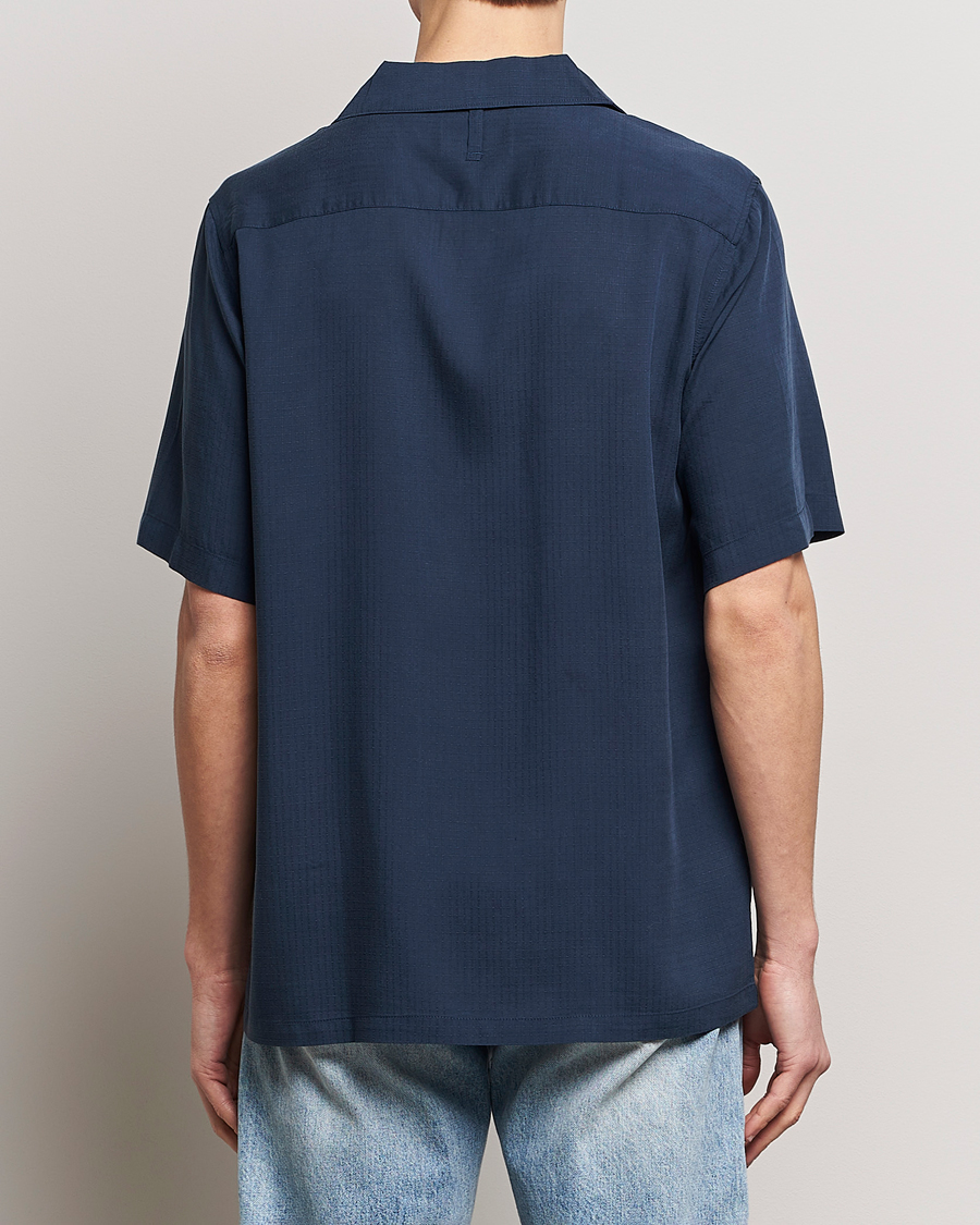 Herr | Skjortor | NN07 | Julio Ripstop Short Sleeve Shirt Navy Blue
