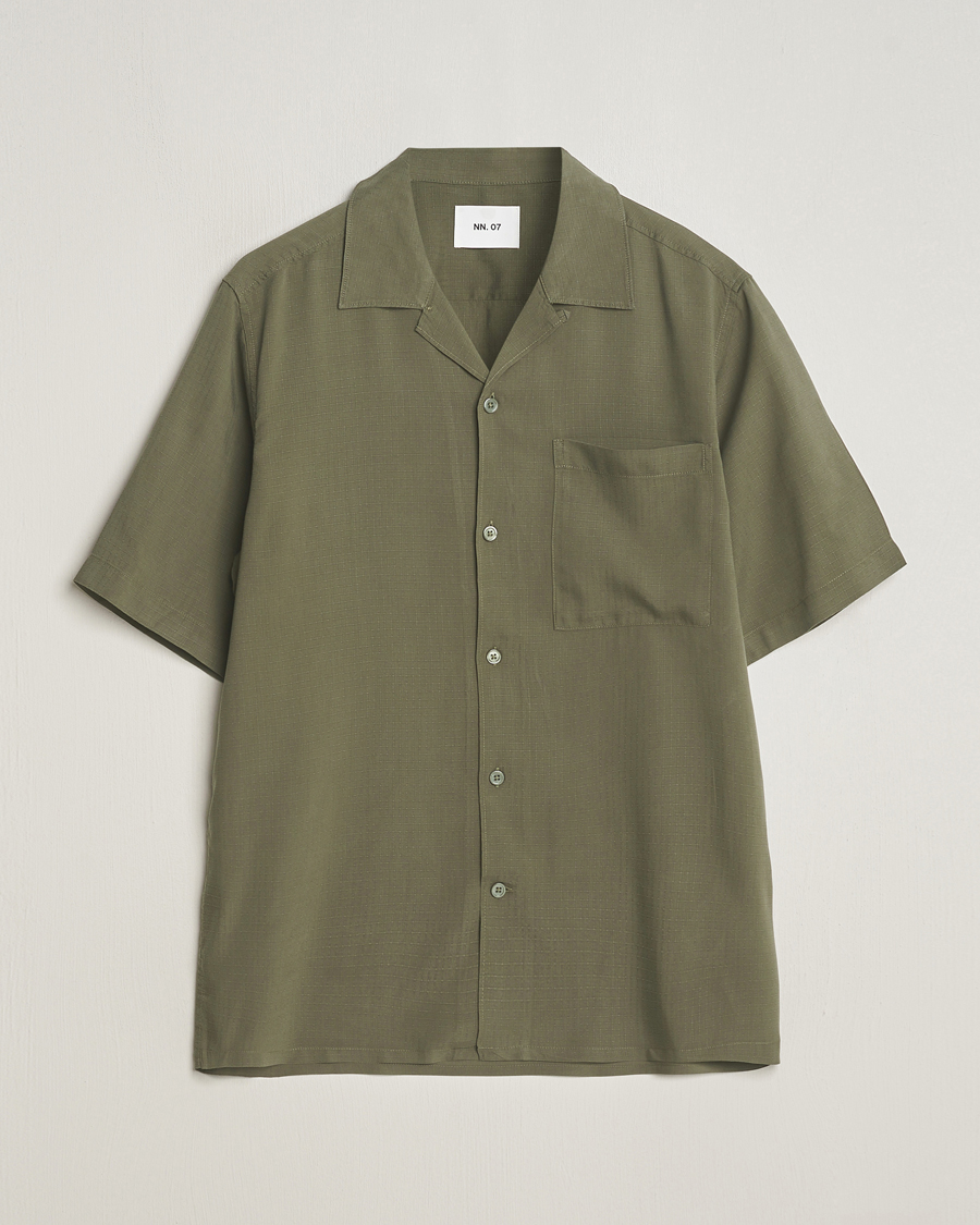 Herr | Skjortor | NN07 | Julio Ripstop Short Sleeve Shirt Capers Green