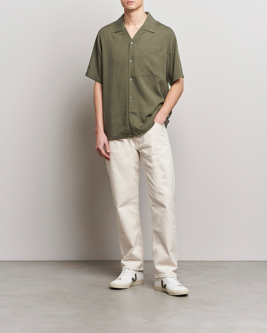 Herr | Skjortor | NN07 | Julio Ripstop Short Sleeve Shirt Capers Green