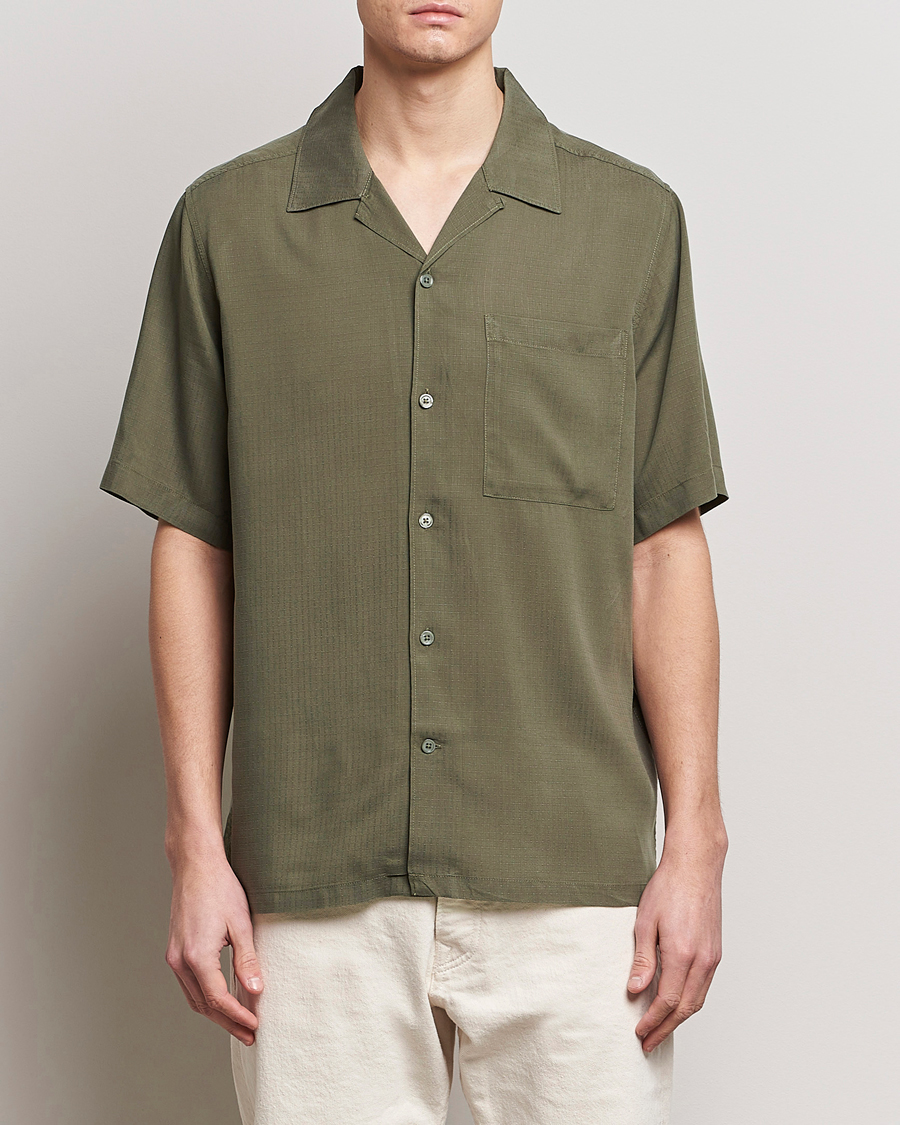 Herr | Kortärmade skjortor | NN07 | Julio Ripstop Short Sleeve Shirt Capers Green